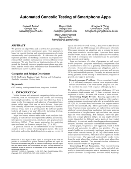 Automated Concolic Testing of Smartphone Apps