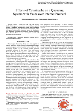 Effects of Catastrophe on a Queueing System with Voice Over Internet Protocol