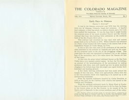 COLORADO MAGAZINE Published by the State Historical Society of Colorado