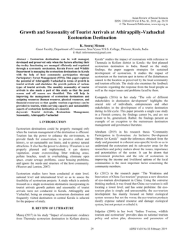 Growth and Seasonality of Tourist Arrivals at Athirappilly-Vazhachal Ecotourism Destination