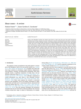 Shear Zones – a Review MARK ⁎ Haakon Fossena,B, , Geane Carolina G