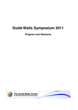 Dodd Walls Symposium Programme 2011