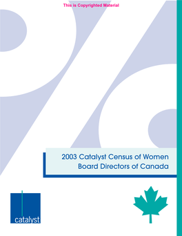 2003 Catalyst Census of Women Board Directors of Canada