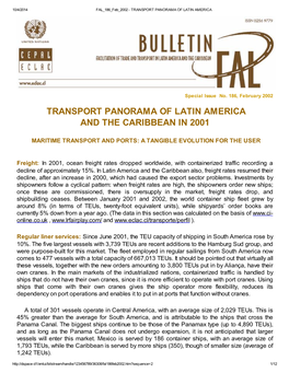 Transport Panorama of Latin America and the Caribbean in 2001