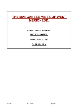 The Manganese Mines of West Merionedd