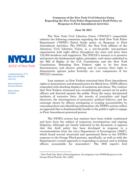 Pdfcomments on the NYPD's First Amendment Policy