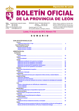 Boletín Oficial De La Provincia De León