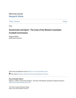 The Case of the Western Australian Football Commission