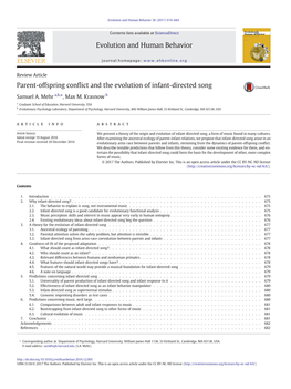 Parent-Offspring Conflict and the Evolution of Infant-Directed Song