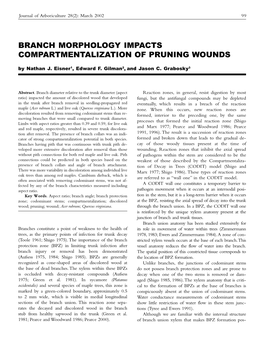 BRANCH MORPHOLOGY IMPACTS COMPARTMENTALIZATION of PRUNING WOUNDS by Nathan J