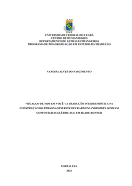 Universidade Federal Do Ceará Centro De Humanidades Departamento De Letras Estrangeiras Programa De Pós-Graduação Em Estudos Da Tradução