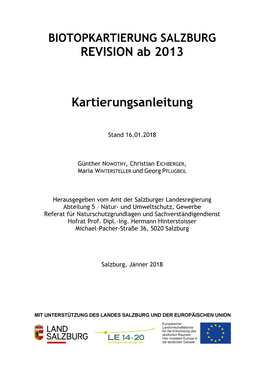 BIOTOPKARTIERUNG SALZBURG REVISION Ab 2013