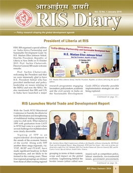 RIS Launches World Trade and Development Report President Of