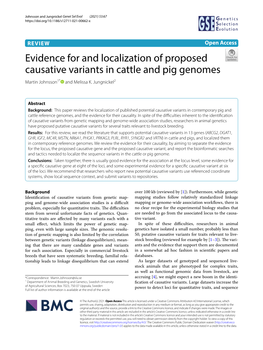 Evidence for and Localization of Proposed Causative Variants in Cattle and Pig Genomes Martin Johnsson1* and Melissa K