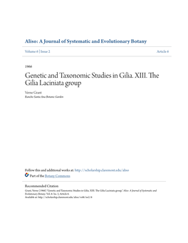 Genetic and Taxonomic Studies in Gilia. XIII. the Gilia Laciniata Group Verne Grant Rancho Santa Ana Botanic Garden