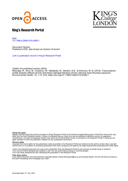 Transcriptome Profile Analysis Reflects Rat Liver and Kidney Damage Following Chronic Ultra-Low Dose Roundup Exposure