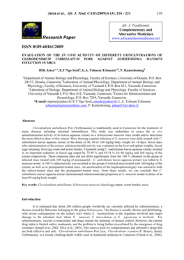 Research Paper ISSN 0189-6016©2009