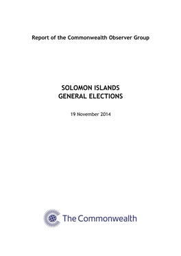 Solomon Islands General Elections