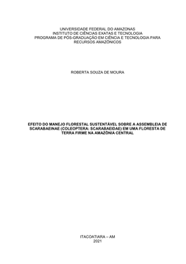 Universidade Federal Do Amazonas Instituto De Ciências Exatas E Tecnologia Programa De Pós-Graduação Em Ciência E Tecnologia Para Recursos Amazônicos