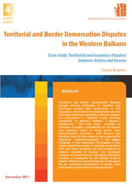 Territorial and Border Demarcation Disputes in the Western Balkans (II)