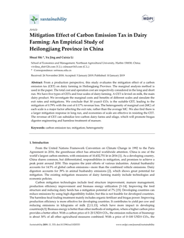 Mitigation Effect of Carbon Emission Tax in Dairy Farming: an Empirical Study of Heilongjiang Province in China