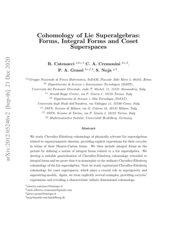 Arxiv:2012.05246V2 [Hep-Th] 21 Dec 2020 Cohomology of Lie