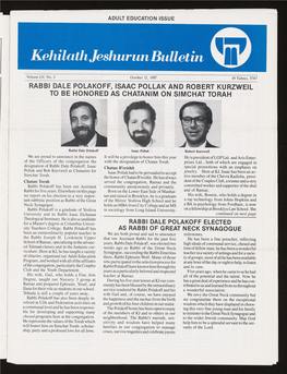 Kehilathjeshurunbulletin © Volume LV, No