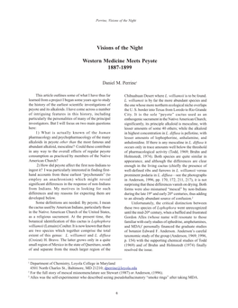 Visions of the Night Western Medicine Meets Peyote 1887-1899