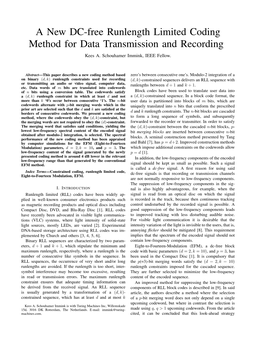 A New DC-Free Runlength Limited Coding Method for Data Transmission and Recording Kees A