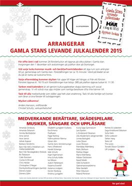 Arrangerar Gamla Stans Levande Julkalender 2015