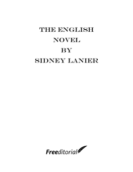 The English Novel by Sidney Lanier