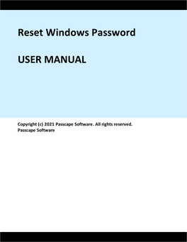 Reset Windows Password USER MANUAL