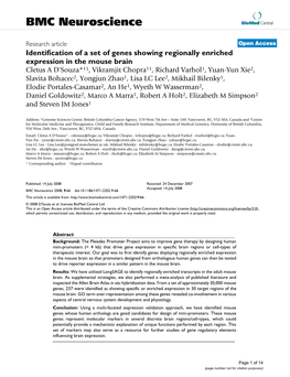 Identification of a Set of Genes Showing Regionally Enriched