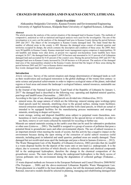 Changes of Damaged Land in Kaunas County, Lithuania