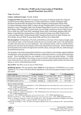 EC Directive 79/409 on the Conservation of Wild Birds