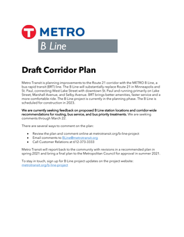 B Line Draft Corridor Plan | I