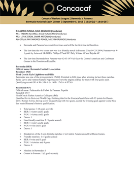 Concacaf Nations League | Bermuda V Panama Bermuda National Sport Center | September 5, 2019 | 19:00 (L) – 18:00 (ET)