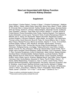 New Loci Associated with Kidney Function and Chronic Kidney Disease