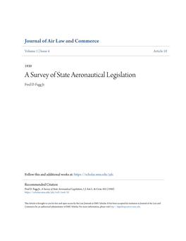 A Survey of State Aeronautical Legislation Fred D