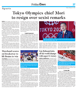 Tokyo Olympics Chief Mori to Resign Over Sexist Remarks