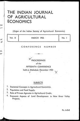 THE INDIAN JOURNAL of AGRICULTURAL ECONOMICS Rhe