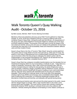 Walk Toronto Queens Quay Walking Audit Report