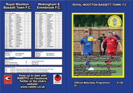 Royal Wootton Bassett Town F.C. Wokingham & Emmbrook F.C