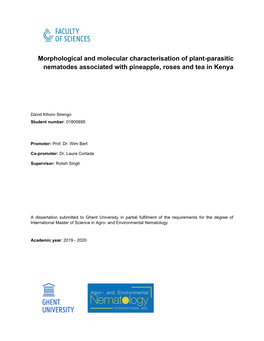 Morphological and Molecular Characterisation of Plant-Parasitic Nematodes Associated with Pineapple, Roses and Tea in Kenya