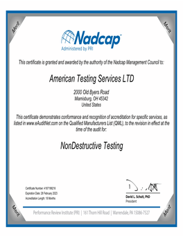 American Testing Services LTD Nondestructive Testing