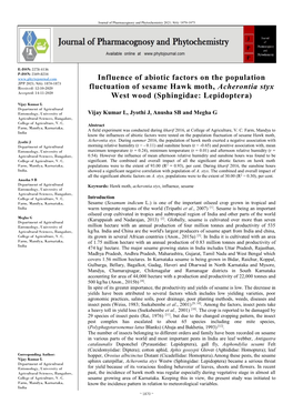 Influence of Abiotic Factors on the Population Fluctuation of Sesame