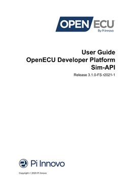 User Guide Openecu Developer Platform Sim-API Release 3.1.0-FS R2021-1