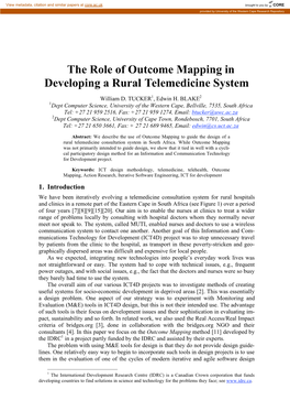 The Role of Outcome Mapping in Developing a Rural Telemedicine System