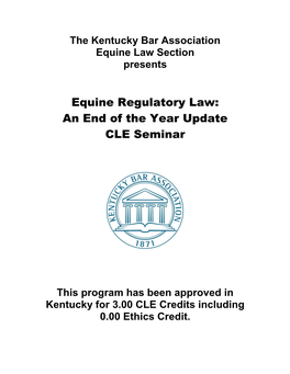 Equine Regulatory Law Seminar Handbook