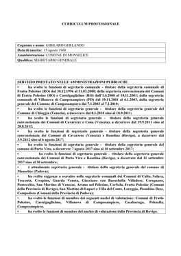 Curriculum Vitae Del Dr. Gibilaro Segretario Generale